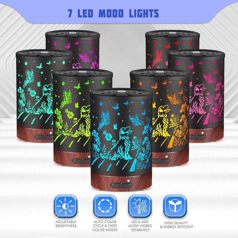 kobodon Essential Oils Diffuser,Aromatherapy Diffuser,Birthday Gifts for Women Mom Grandma,Metal Cool Mist Humidifier with 7 Colors Lights Waterless Auto Off Air Diffusers (Dogs)… - Image 2